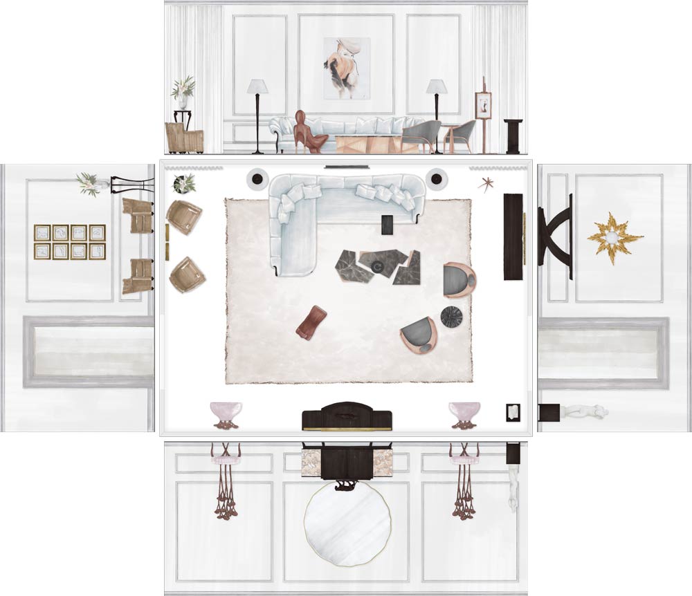   Create scaled floorplans with elevated walls
                                      following in the footsteps of the
                                      mid-century masters of the interior design industry.